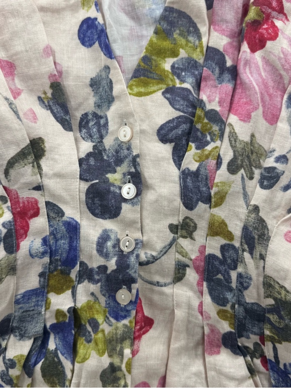 NWT Anthropologie Exquise The Tobie Linen Pleated Mini Shirt Dress floral  SzXXS - Picture 7 of 11